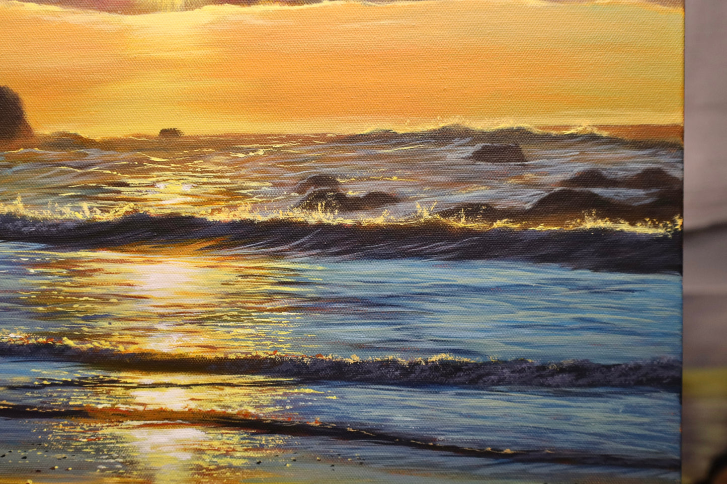 “Ocean Ember” Motukiekie Beach Original Painting 50x50cm