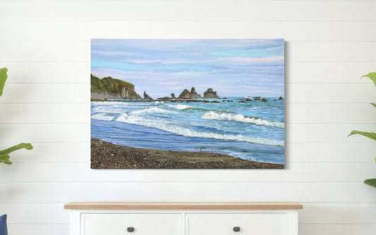 “Rugged Rhythm” Motukiekie Beach Original Painting 910mmx610mm