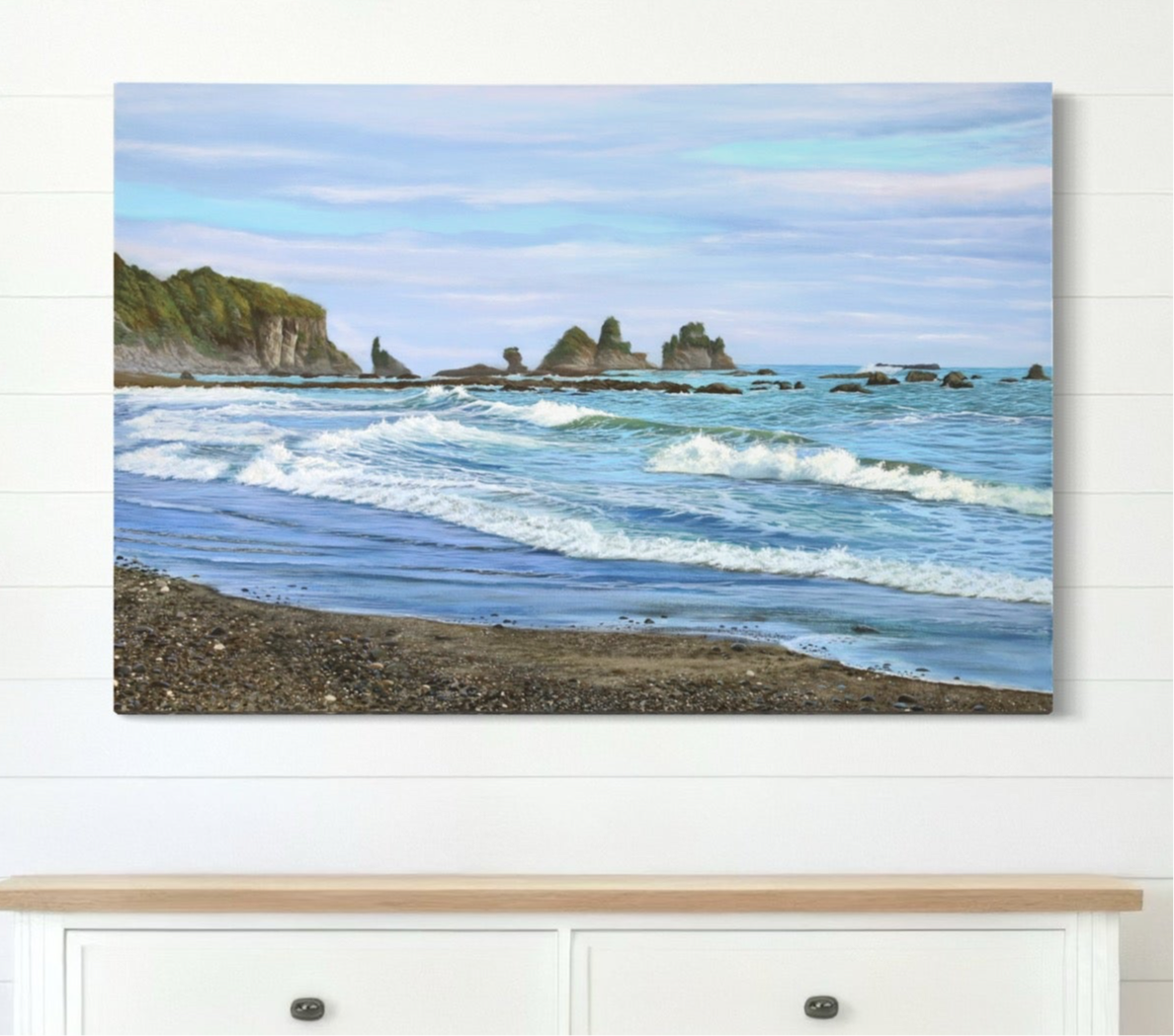 “Rugged Rhythm” Motukiekie Beach Original Painting 910mmx610mm