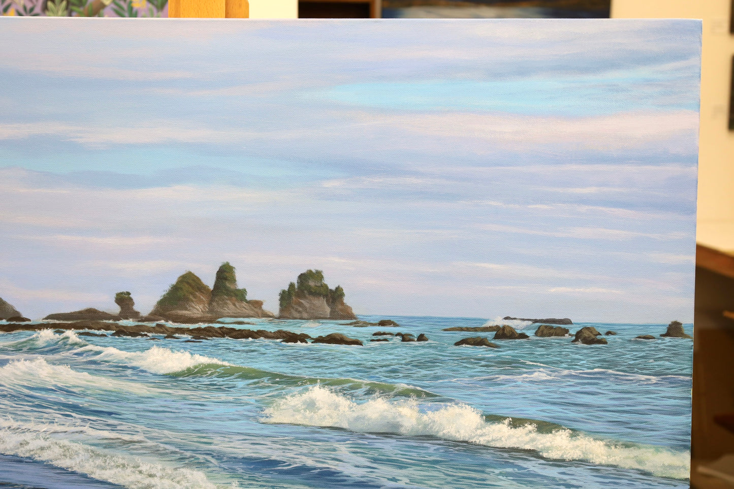 “Rugged Rhythm” Motukiekie Beach Original Painting 910mmx610mm