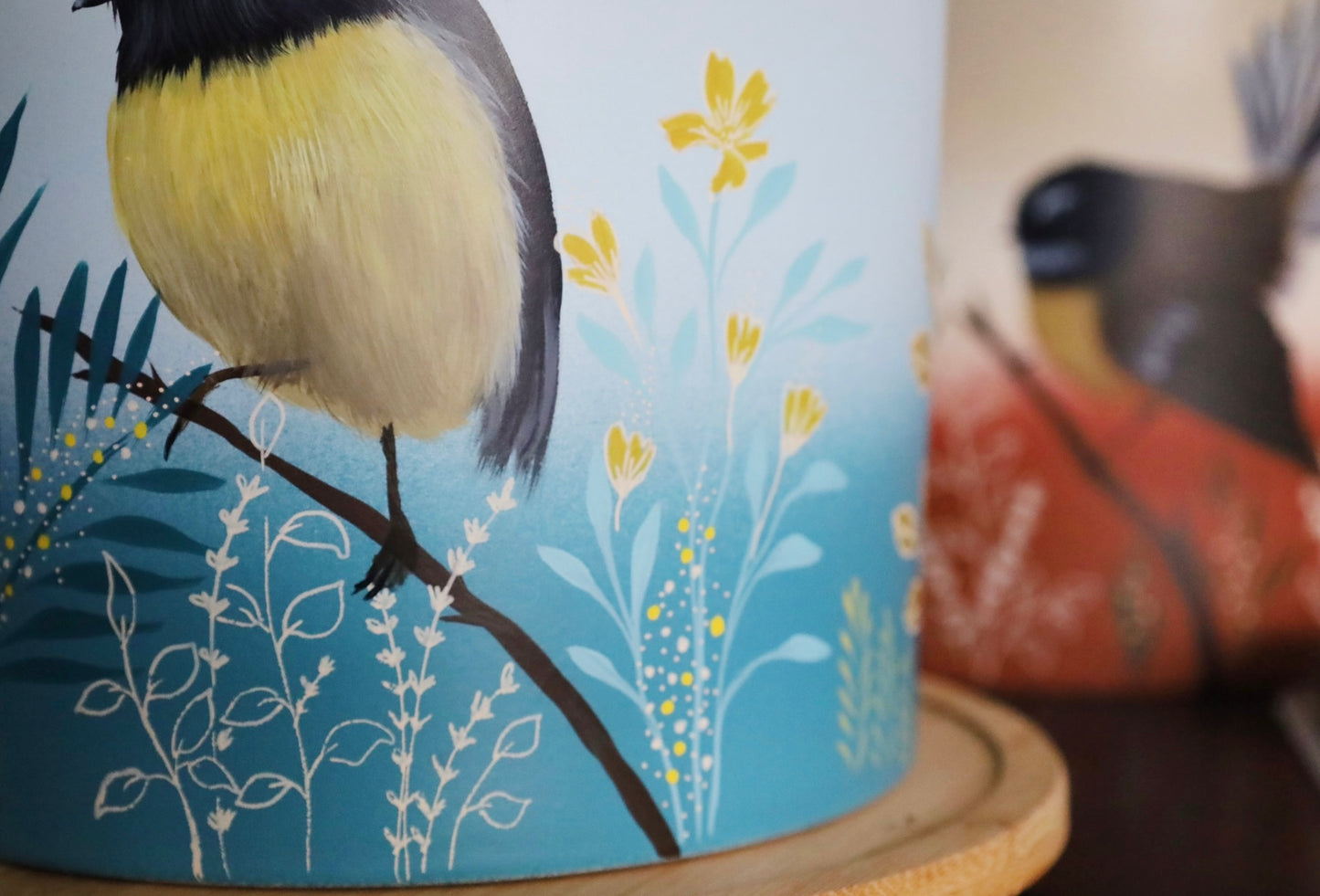 Coastal Tomtit 20cm Handpainted Pot