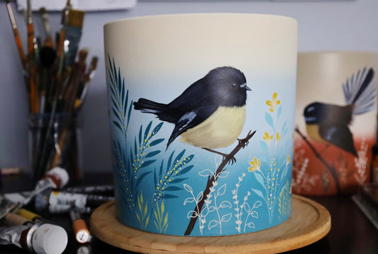 Coastal Tomtit 20cm Handpainted Pot