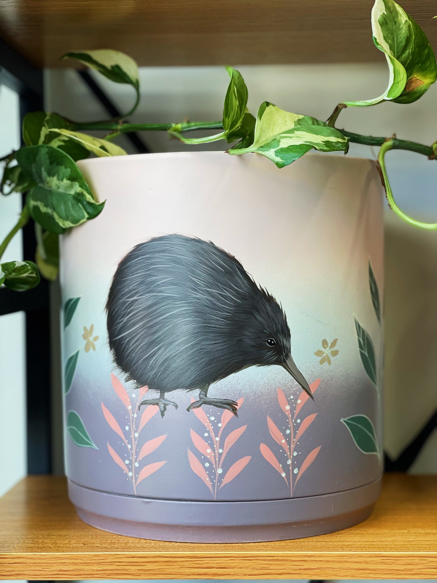 Pinky the Kiwi 23cm Hand Painted Pot