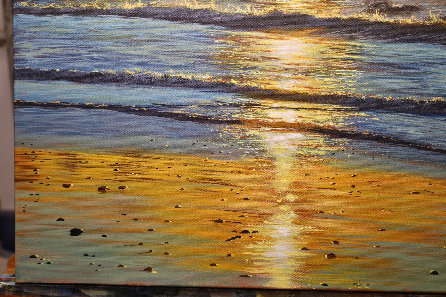 “Ocean Ember” Motukiekie Beach Original Painting 50x50cm