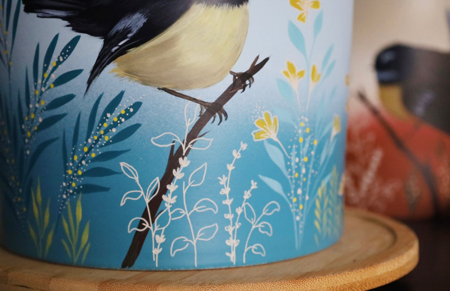 Coastal Tomtit 20cm Handpainted Pot