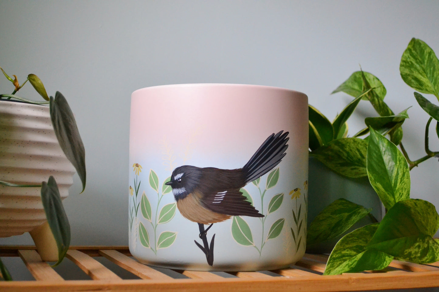 Pastel Fantail 18cm Painted pot