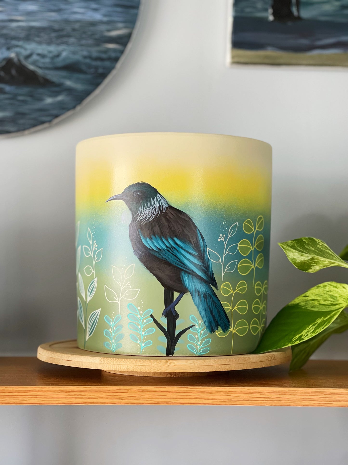 Forest Tui 20cm Painted Pot