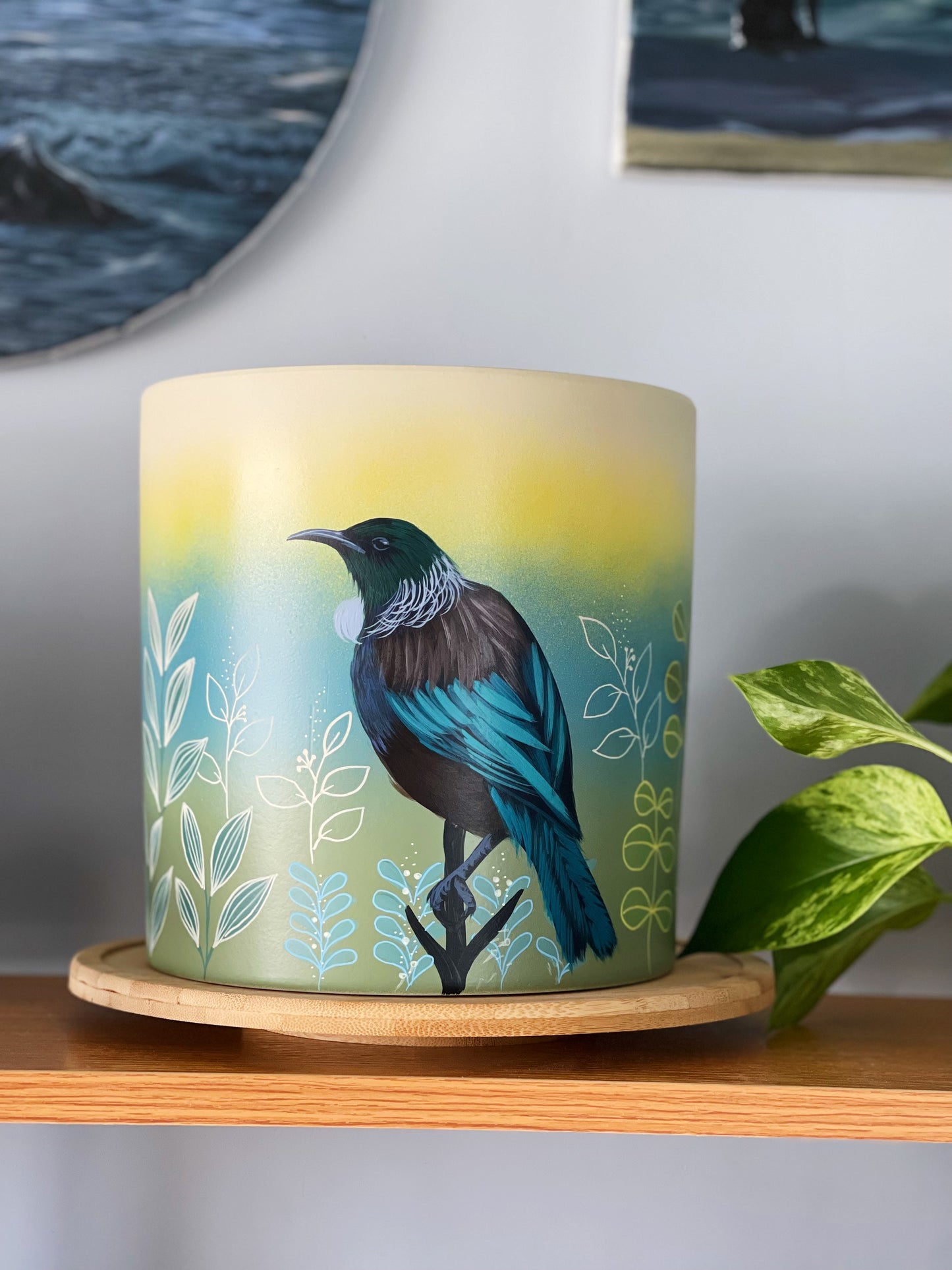 Forest Tui 20cm Painted Pot