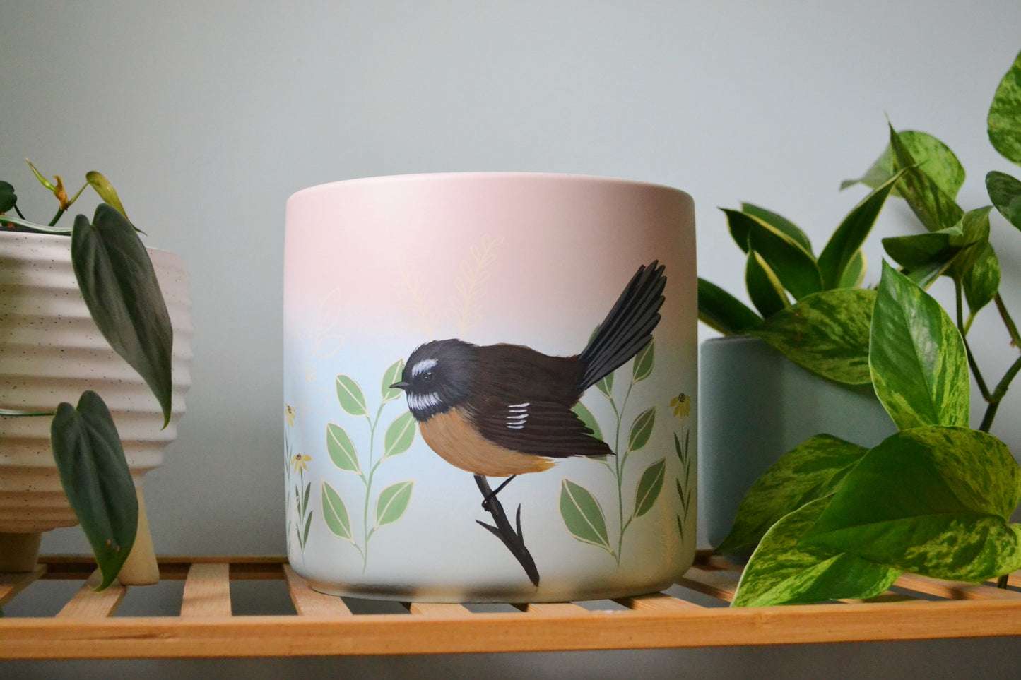 Pastel Fantail 18cm Painted pot