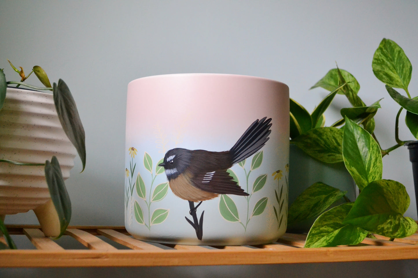 Pastel Fantail 18cm Painted pot