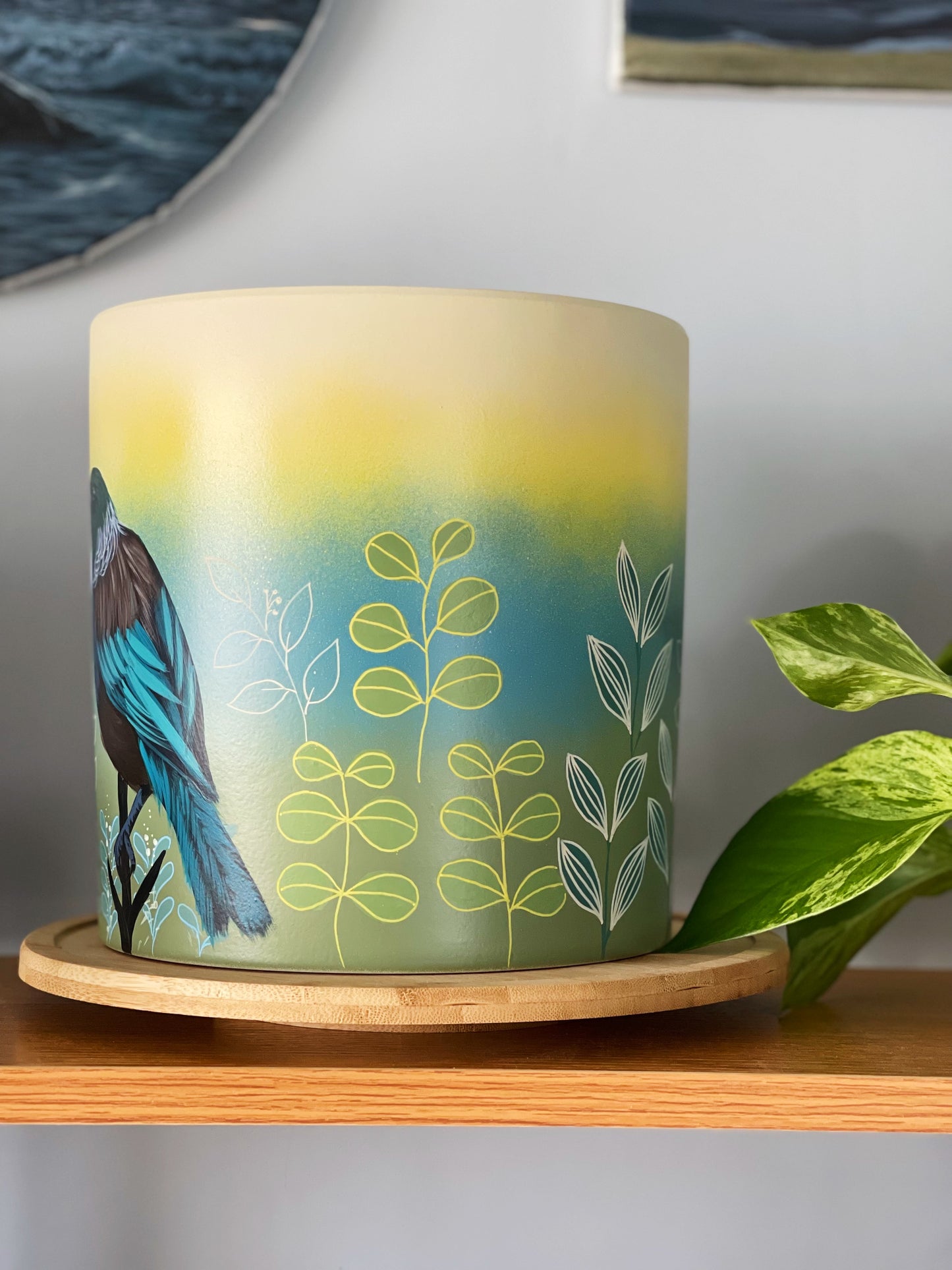 Forest Tui 20cm Painted Pot